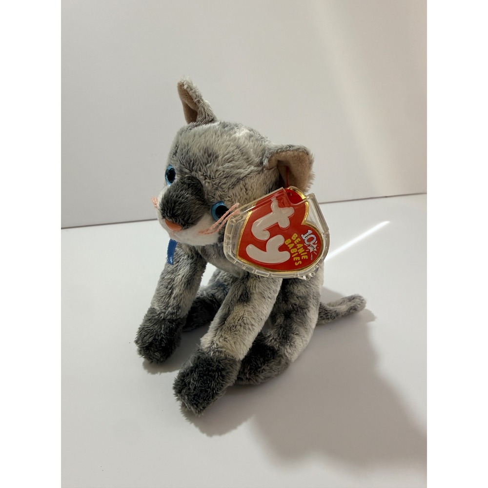 Ty Beanie Babies Frisco Cat Unisex Small Grey Excellent 10th Anniversary 2002